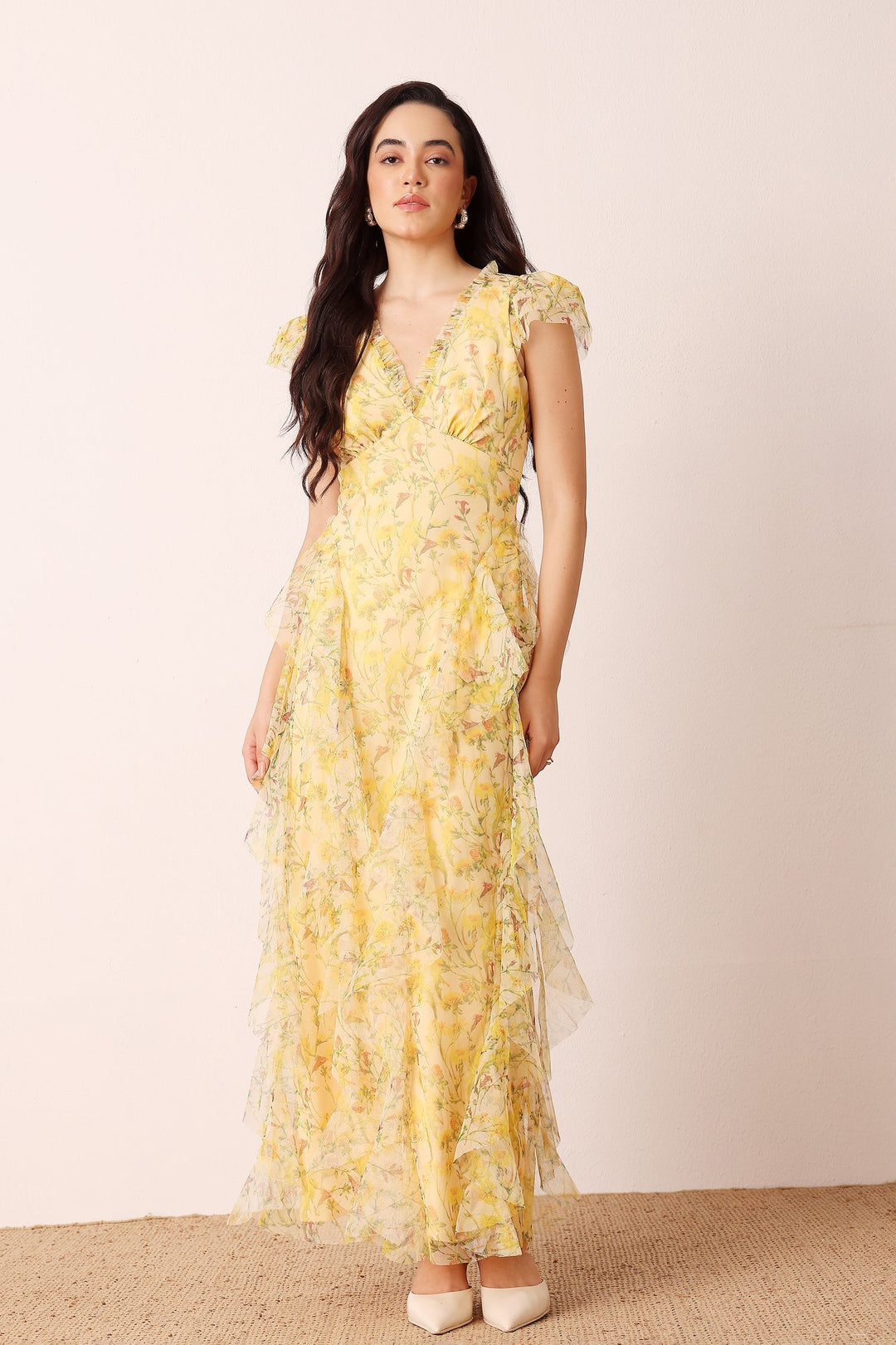 Melody Maxi Dress in Yellow Floral — gallery