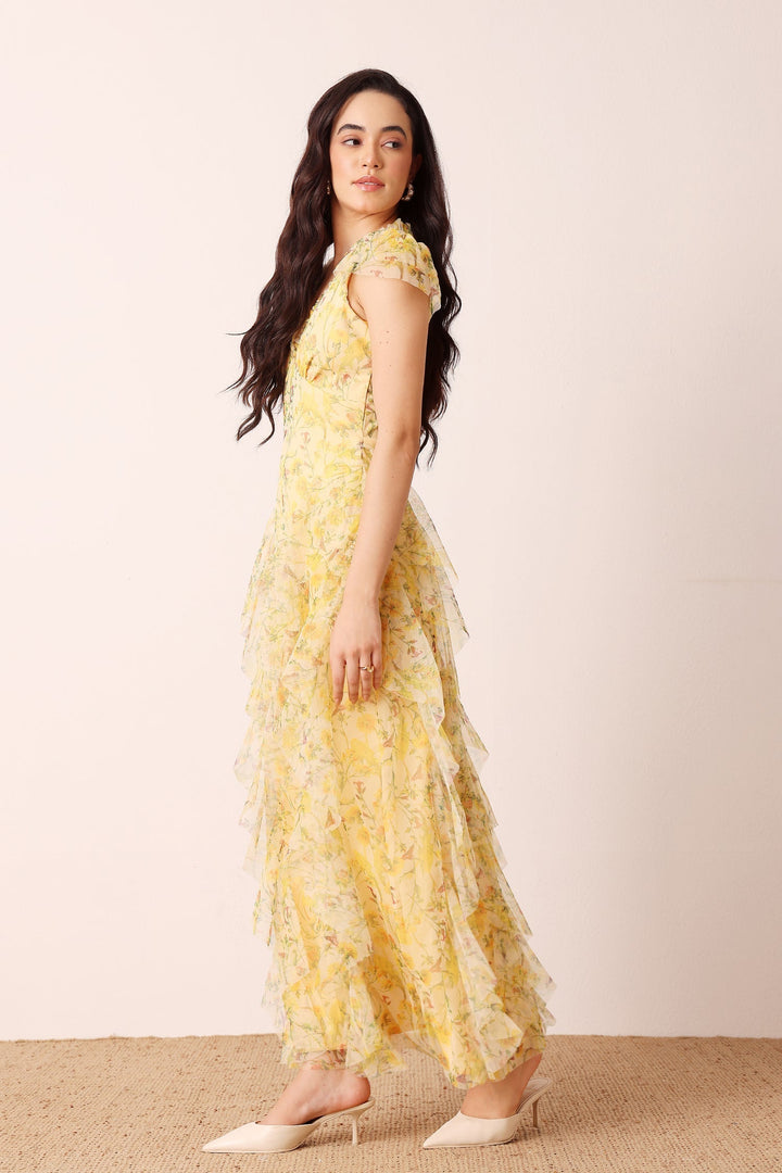 Melody Maxi Dress in Yellow Floral — gallery