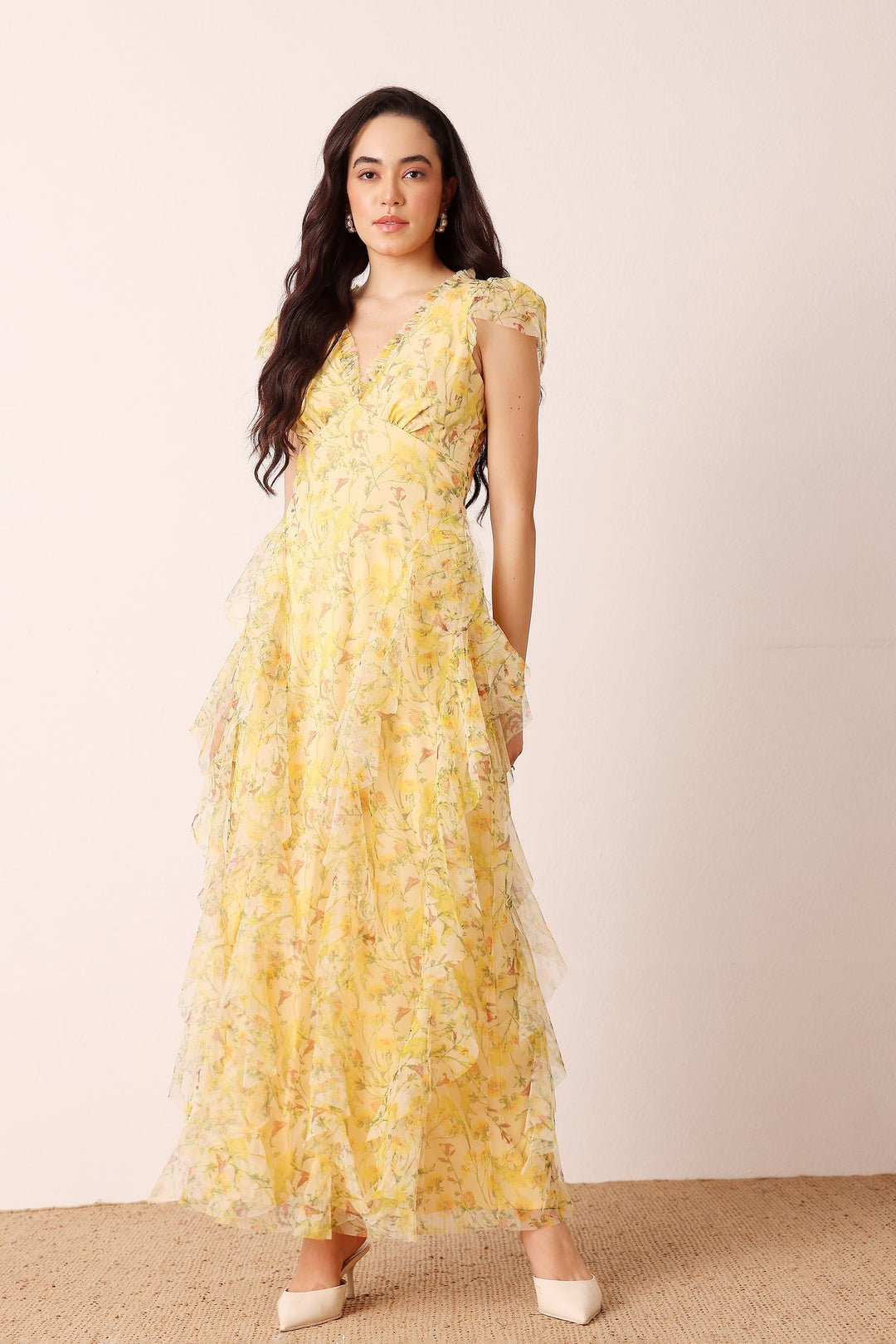 Melody Maxi Dress in Yellow Floral — gallery
