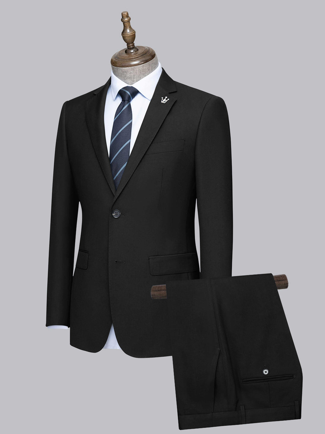 Slim Fit Two-Piece Wedding Suit for Men - Black