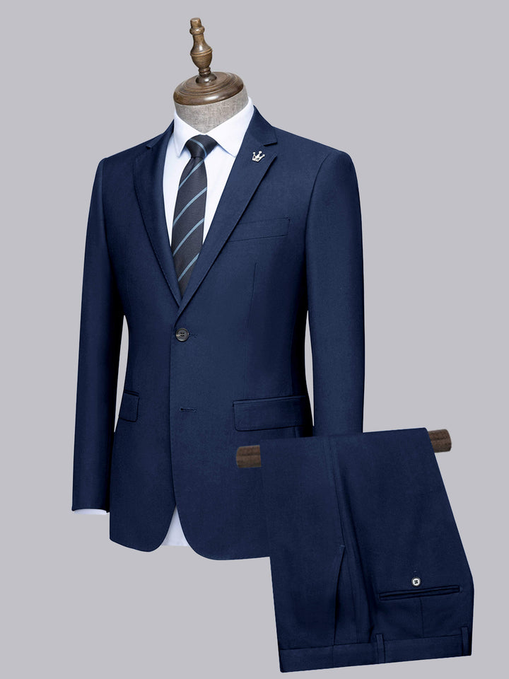 Slim Fit Two-Piece Wedding Suit for Men - Navy Blue