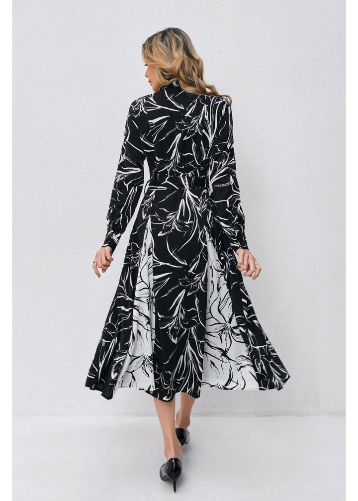 Monochrome Bloom Midi Dress — gallery