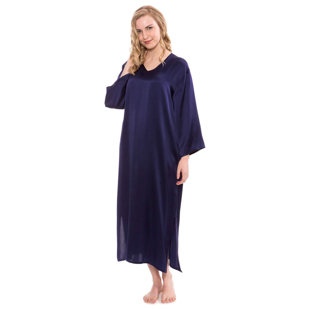 Women Loose Pullover Silk Nightwear Long Silk Dressing Gown — gallery