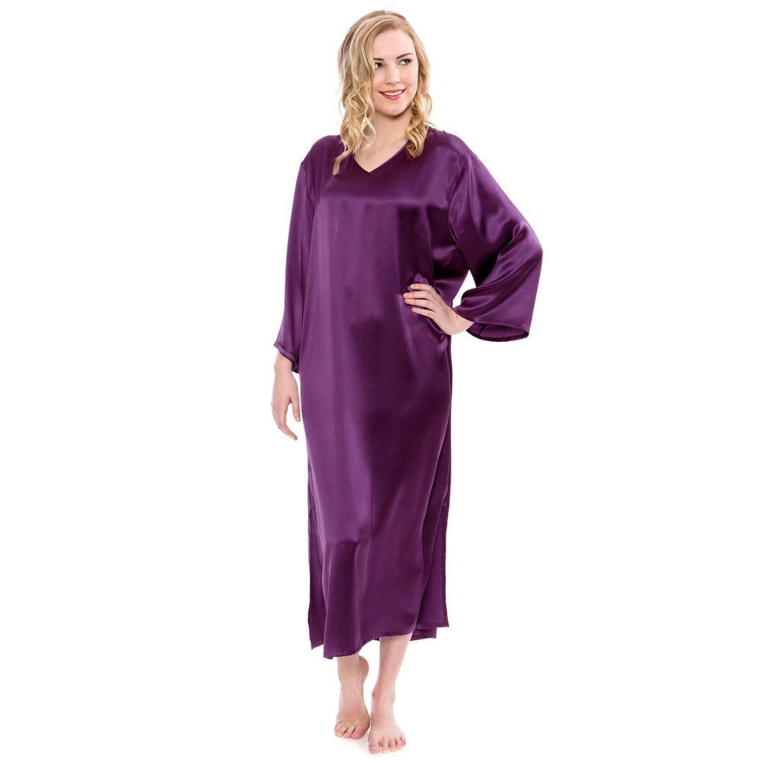 Women Loose Pullover Silk Nightwear Long Silk Dressing Gown — gallery