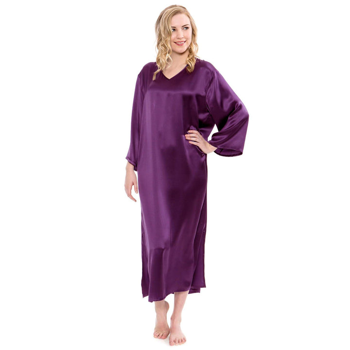 Women Loose Pullover Silk Nightwear Long Silk Dressing Gown — gallery
