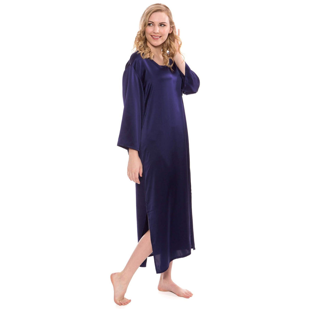Women Loose Pullover Silk Nightwear Long Silk Dressing Gown — gallery
