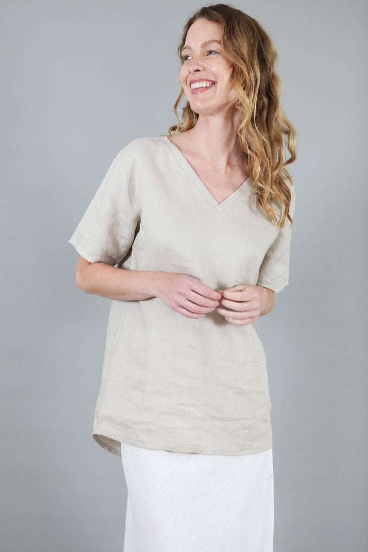 Nattie Linen Longline Top for Women - gallery
