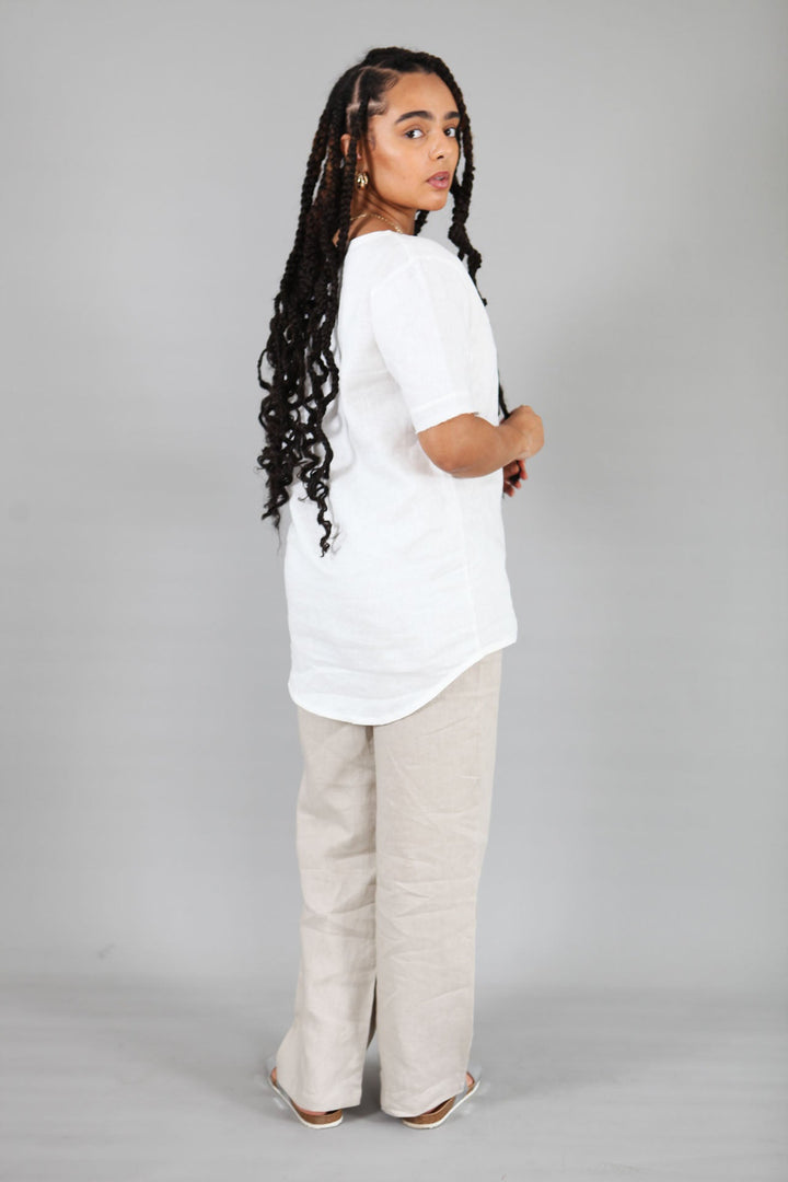 Nattie Linen Longline Top for Women - gallery