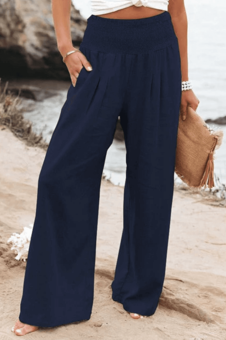 High-Waisted Stretch Palazzo Trousers for Women