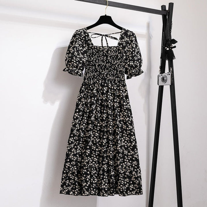 The Summer Bloom Midi Dress for Women - Black Flower