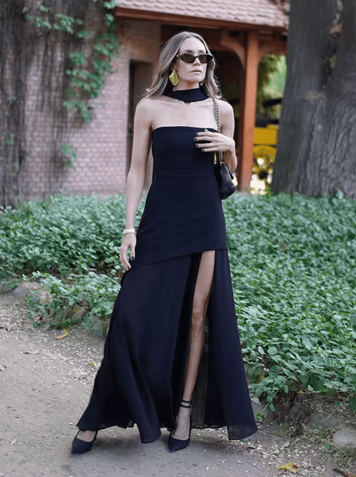 Aconitum Strapless Maxi Dress with Scarf for Women - gallery