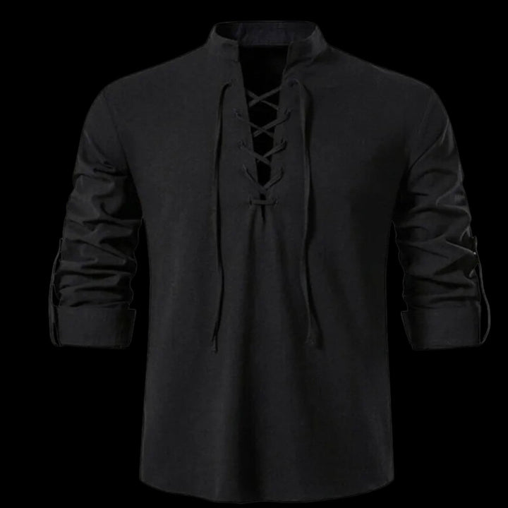 Viking Norse Long Sleeve Shirt for Men - Black