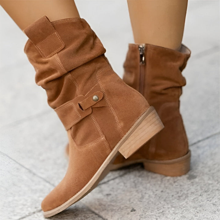 Suede-Imitation Leisure Boots Featuring a Plush Lining