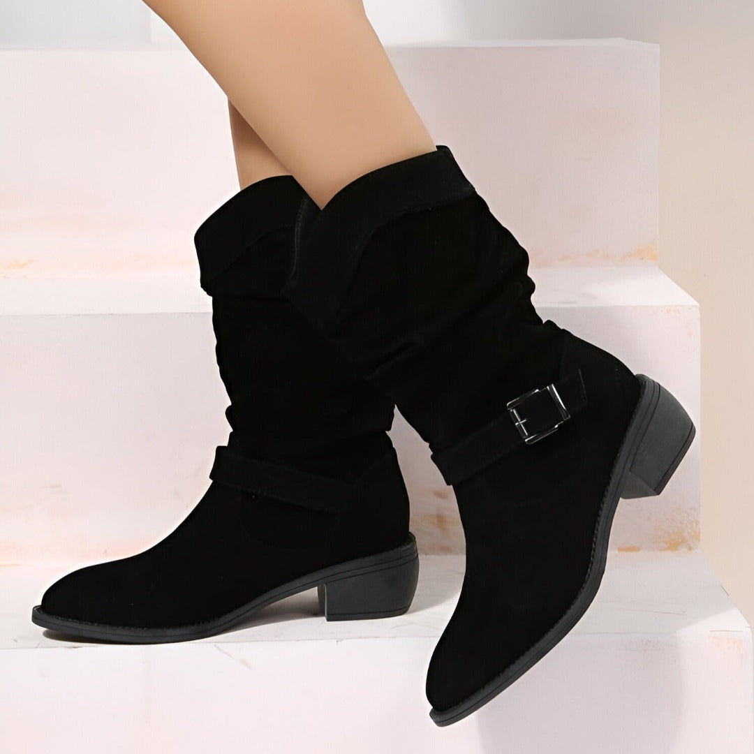 Suede-Imitation Leisure Boots Featuring a Plush Lining