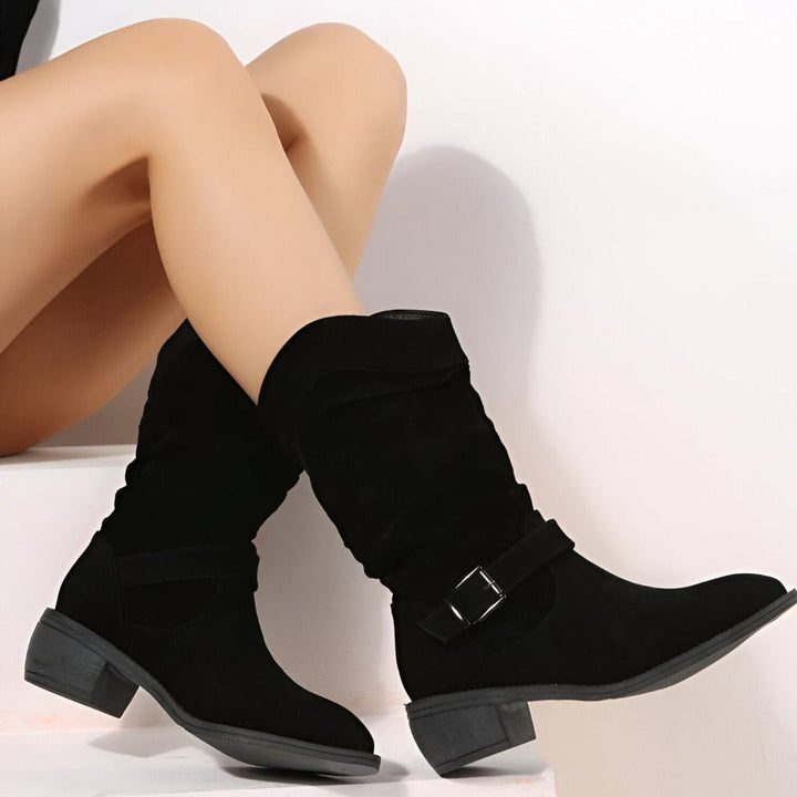 Suede-Imitation Leisure Boots Featuring a Plush Lining