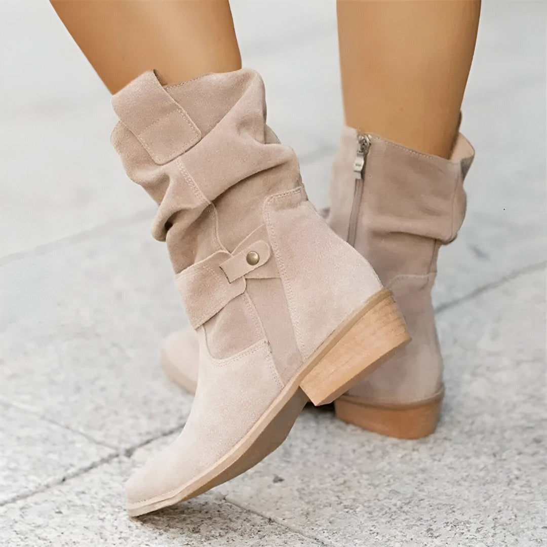 Suede-Imitation Leisure Boots Featuring a Plush Lining