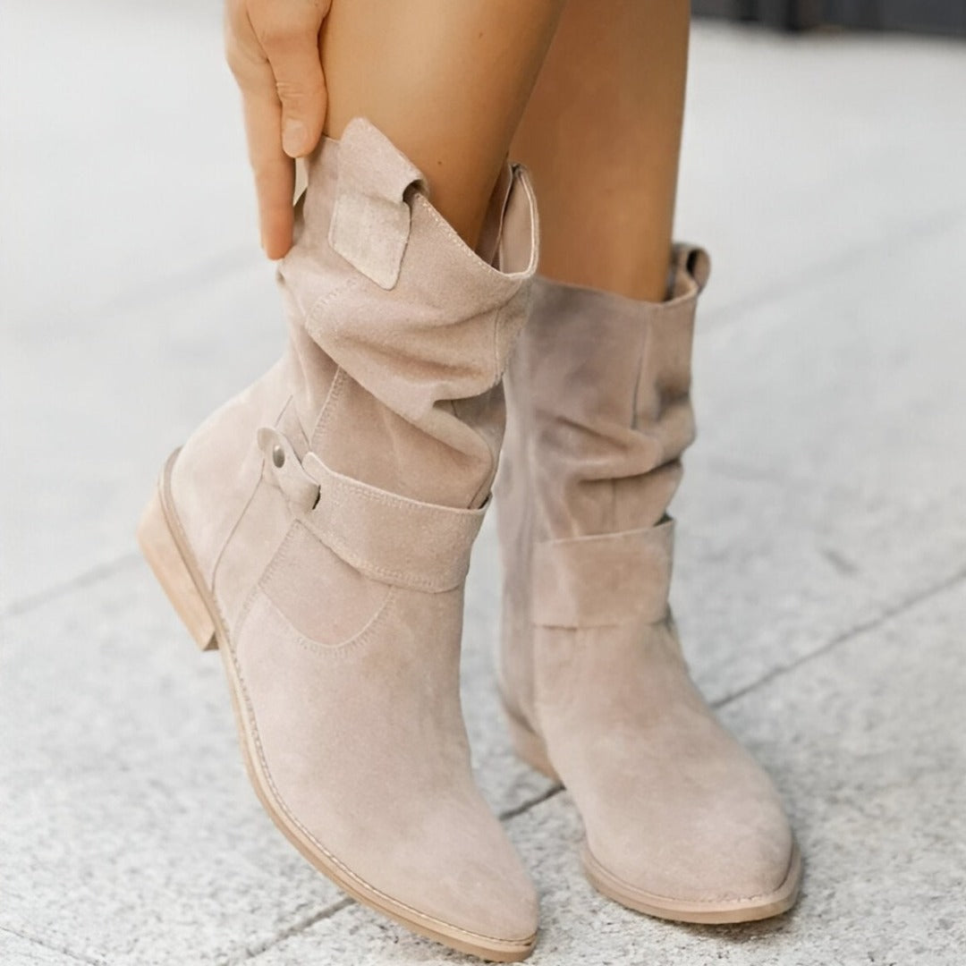 Suede-Imitation Leisure Boots Featuring a Plush Lining