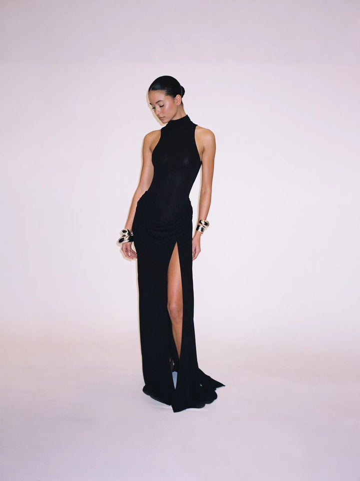 Pleated Maxi Dress Back-Slit for Women - gallery