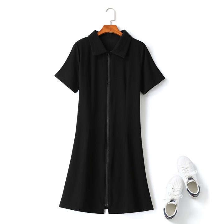 Etney Plus Size Black Polo T Shirt Dress for Women
