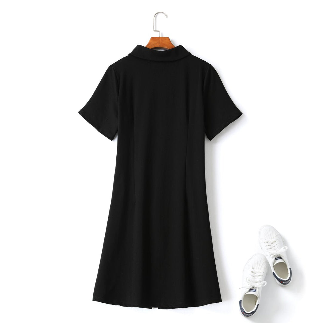 Etney Plus Size Black Polo T Shirt Dress for Women - gallery