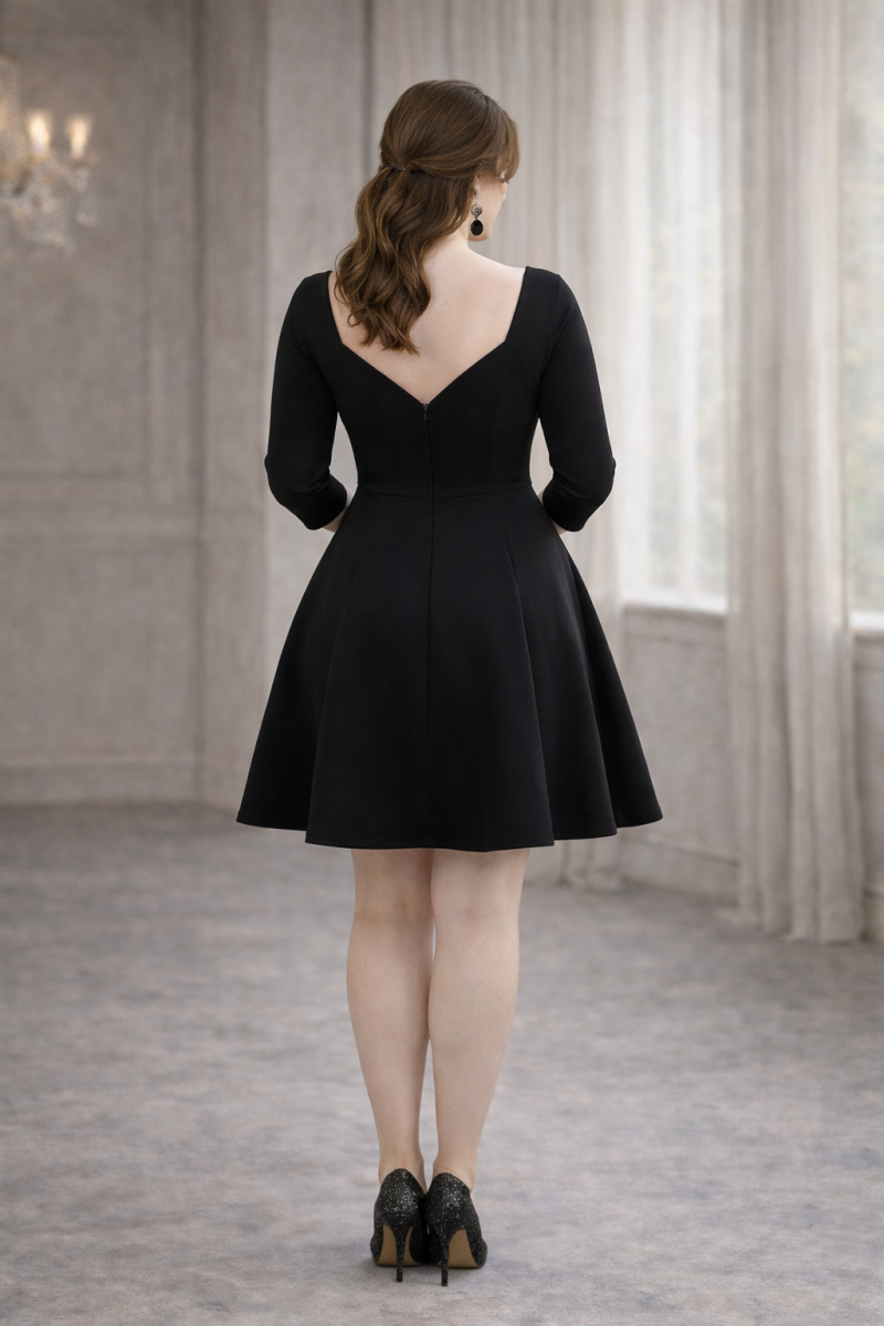 Isadora Plus Size Sweetheart Black Fit & Flare Dress for Women - gallery