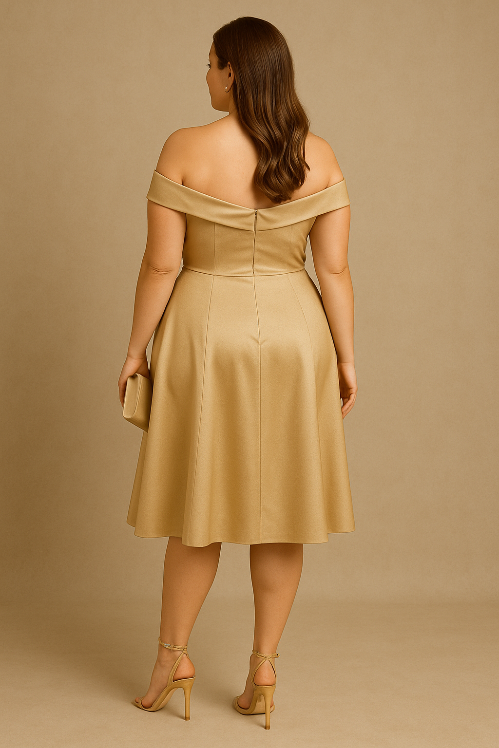 Aksana Plus Size Champagne Wedding Guest Dress for Women - gallery