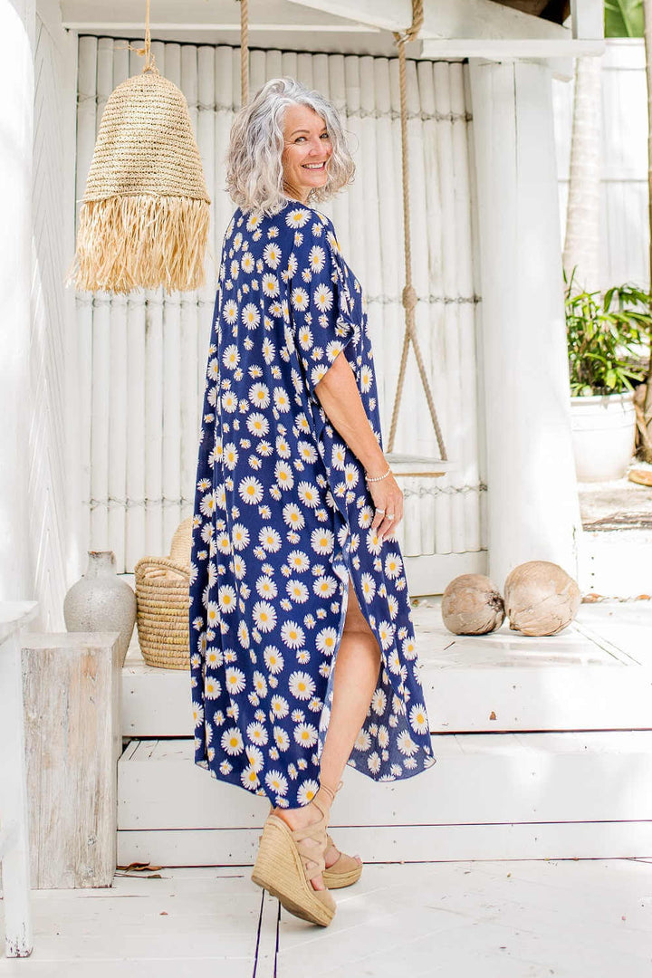 Blue Sunflower Long Kaftan Dress — gallery