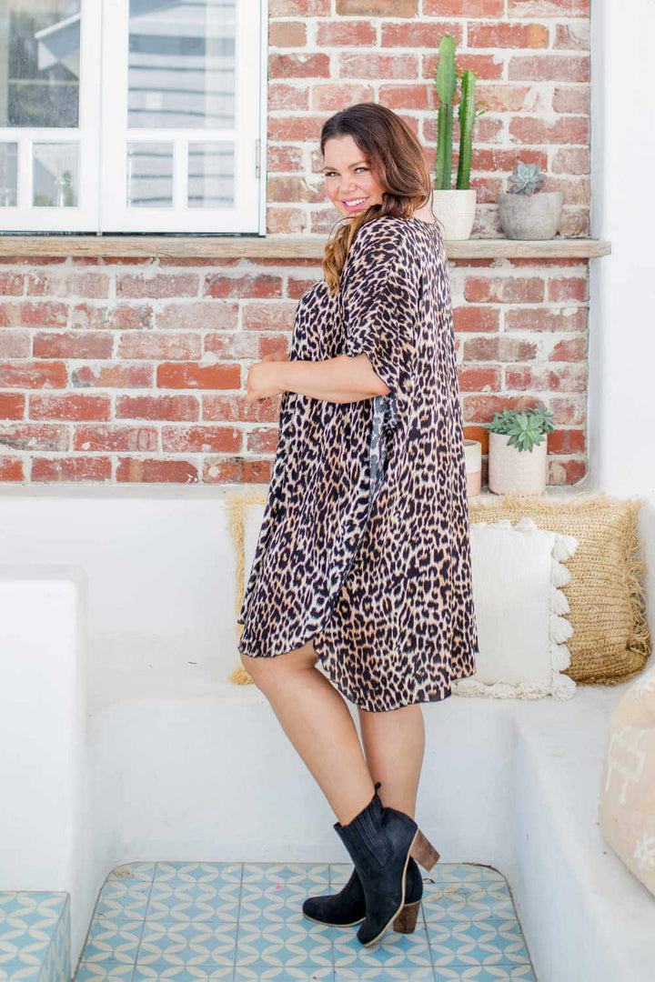 Short Kaftan Dress - Leopard Print — gallery