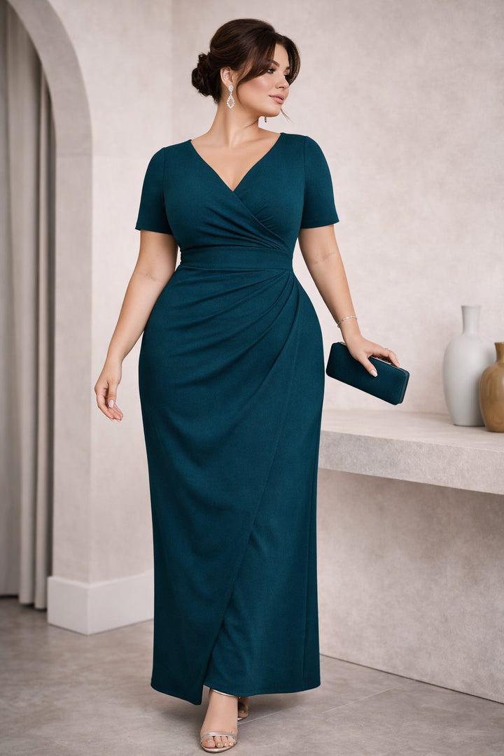 Calista Plus Size Wrap Evening Maxi Dress for Women
