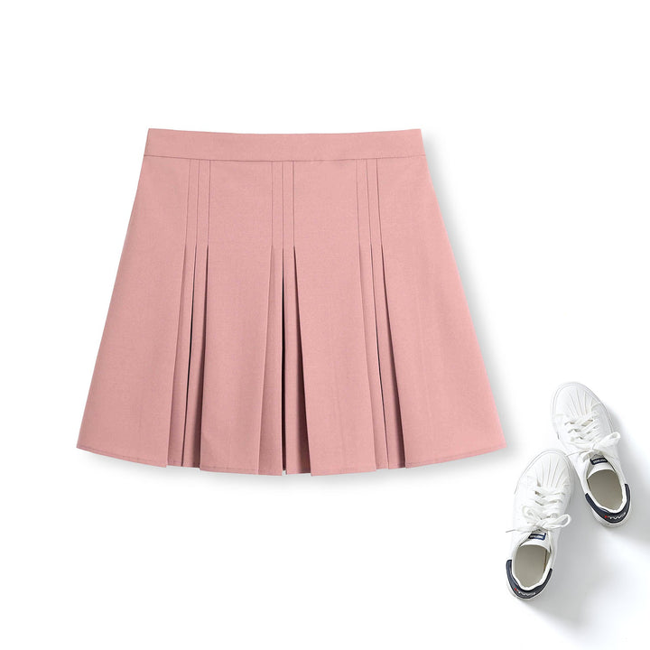 Plus Size Pink Pleats Mini Skirt for Women