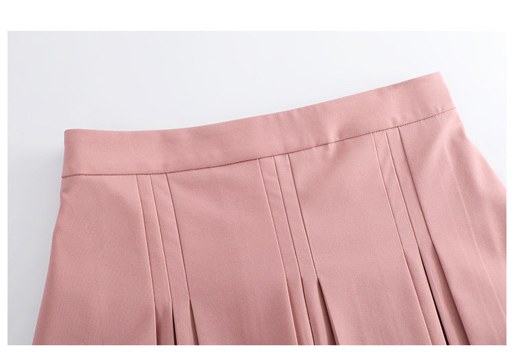 Plus Size Pink Pleats Mini Skirt for Women - gallery