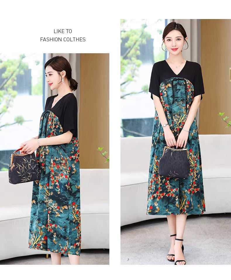 Plus Size V-Neck Oriental Hanbok Style Dress for Women - gallery
