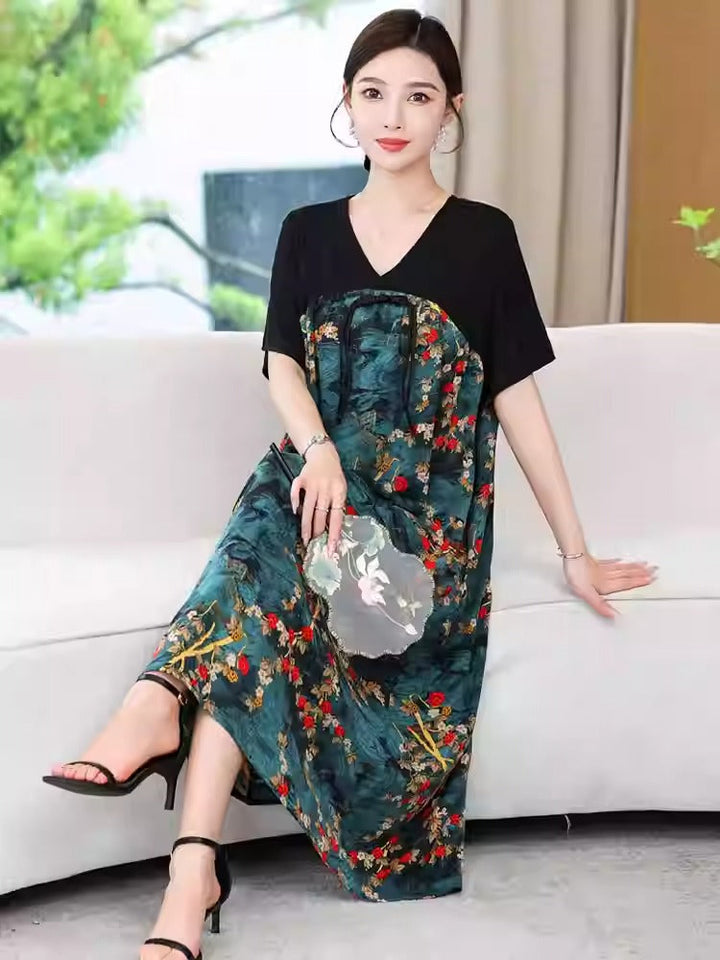 Plus Size V-Neck Oriental Hanbok Style Dress for Women - gallery