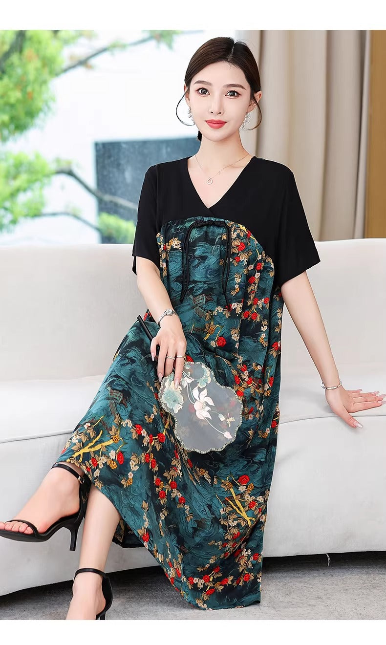 Plus Size V-Neck Oriental Hanbok Style Dress for Women - gallery