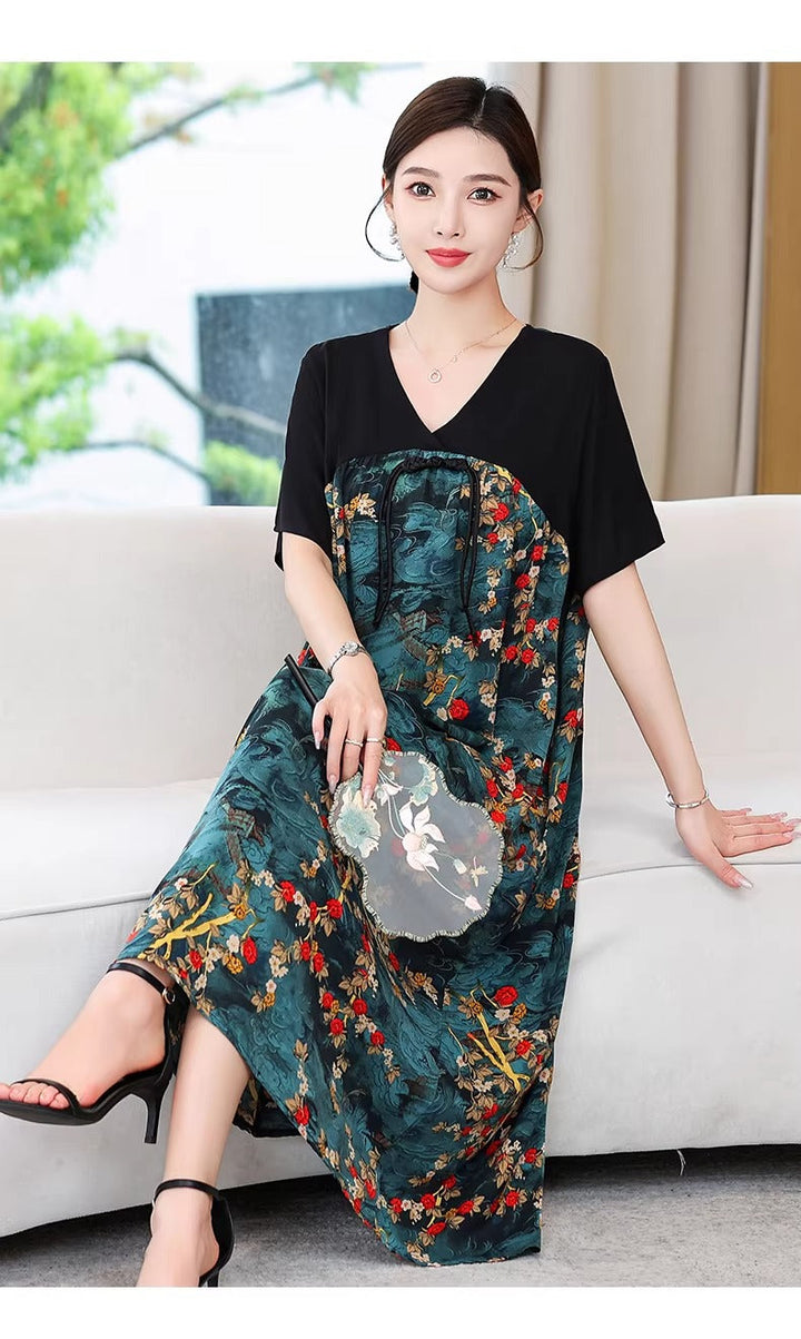 Plus Size V-Neck Oriental Hanbok Style Dress for Women - gallery