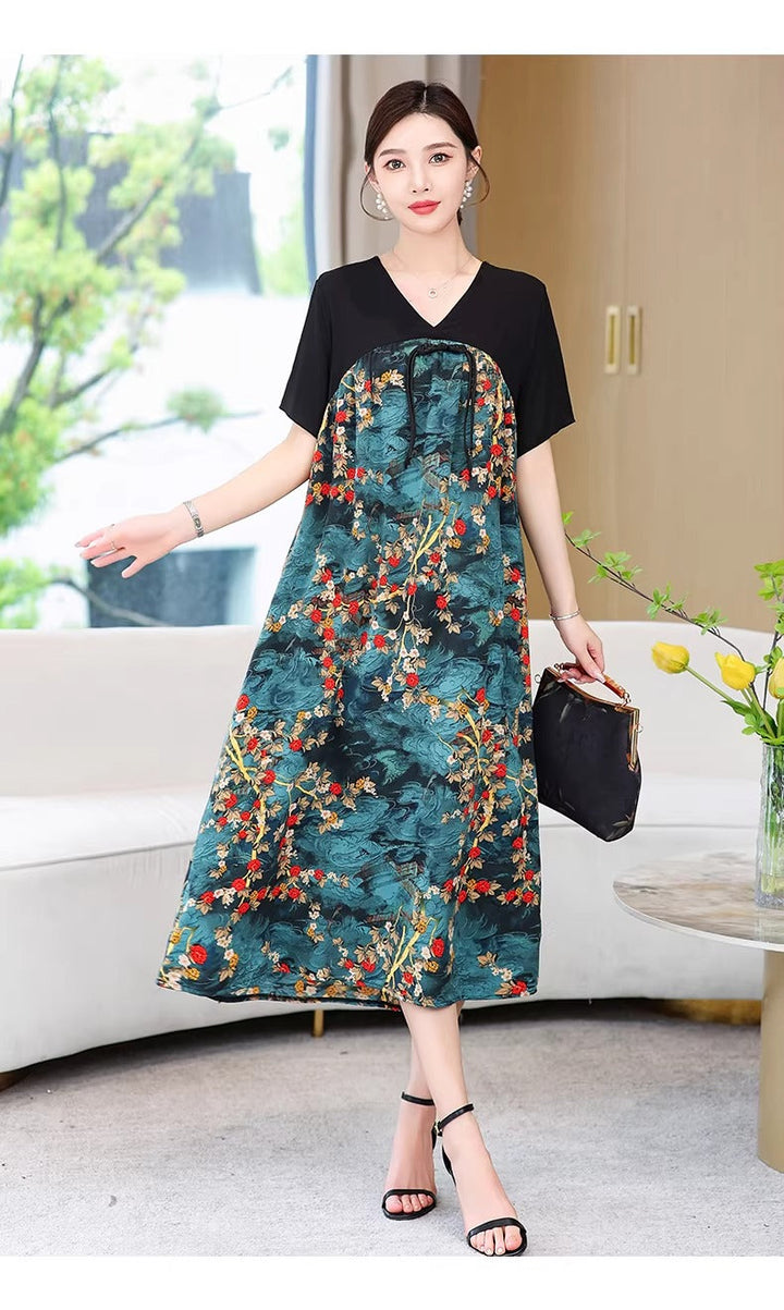 Plus Size V-Neck Oriental Hanbok Style Dress for Women - gallery