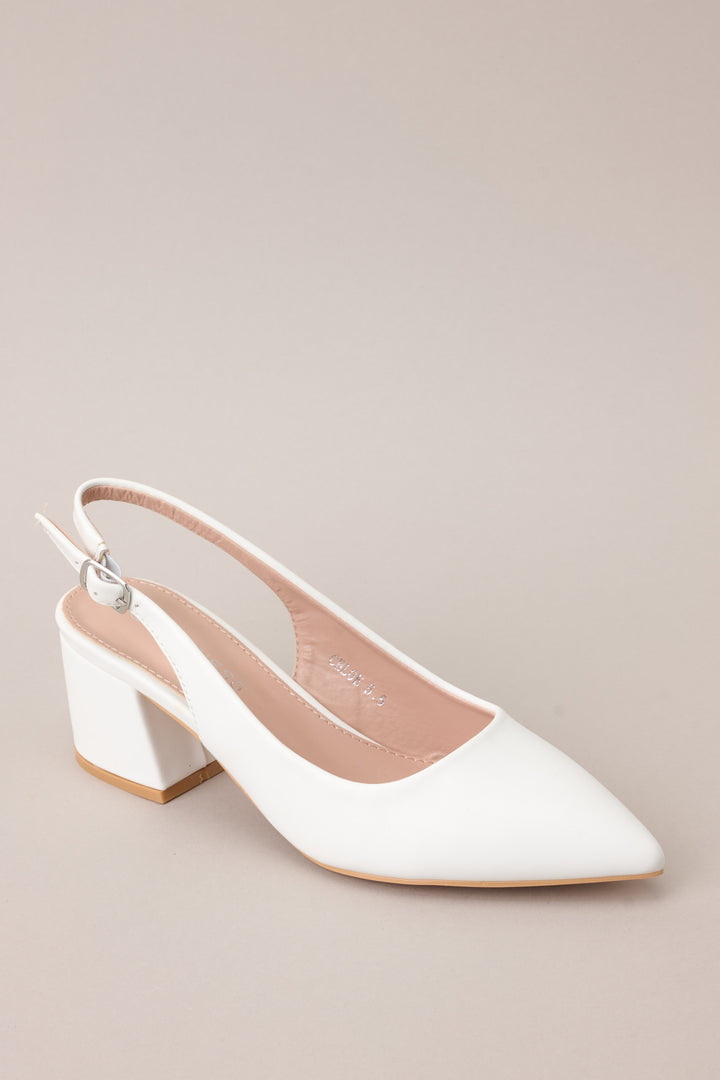 White Sling Back Heels for Women - gallery