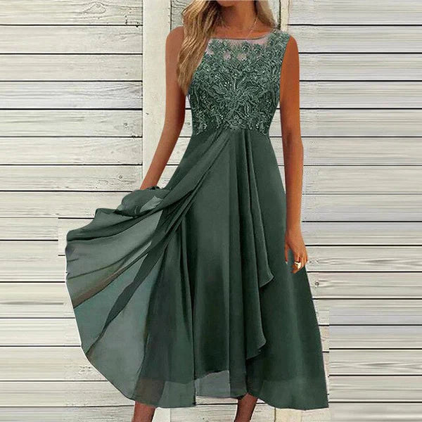 Printed Sleeveless Maxi Dress in Lightweight Fabric