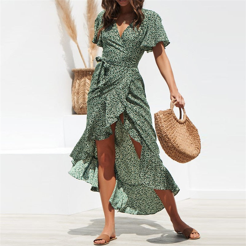 Summer Beach Floral Boho Maxi Dress for Women