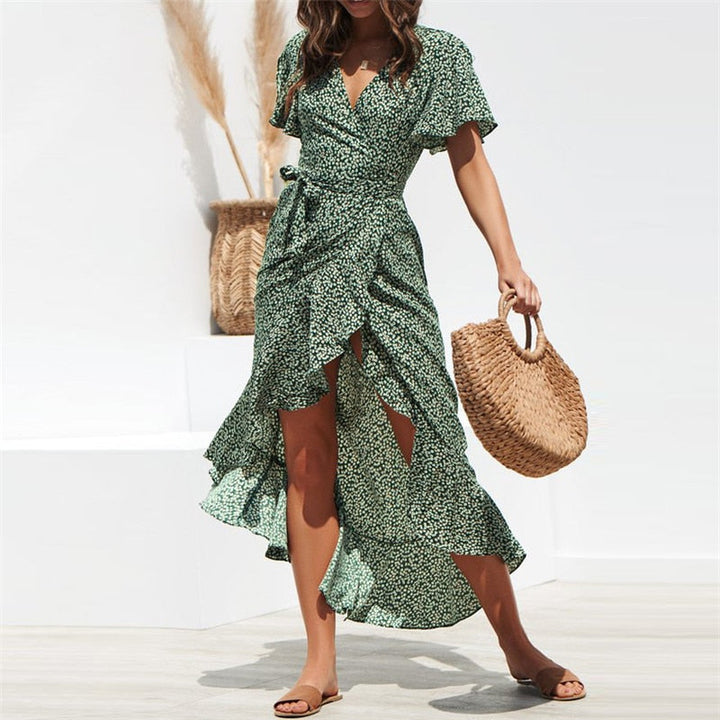 Summer Beach Floral Boho Maxi Dress for Women