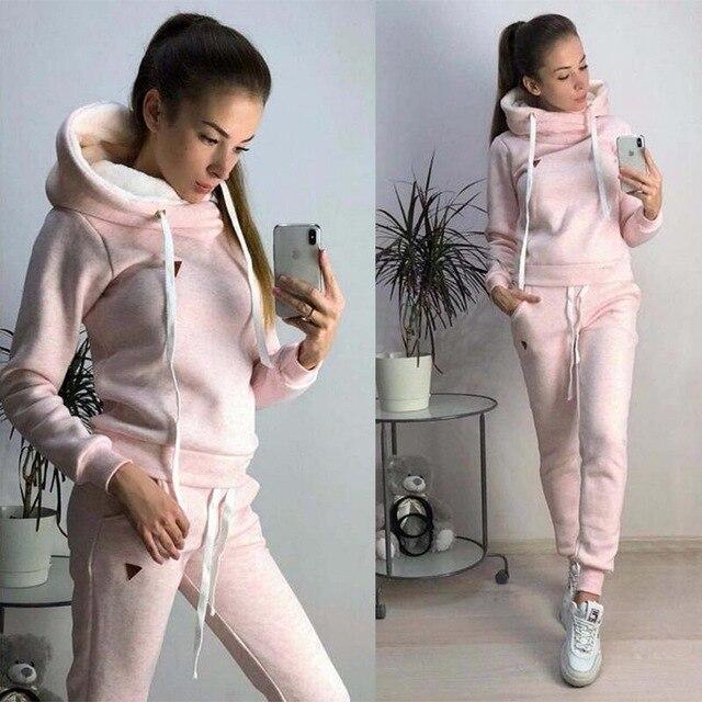 Cosy Brushed-Fleece Athletic Jogging Set for Women
