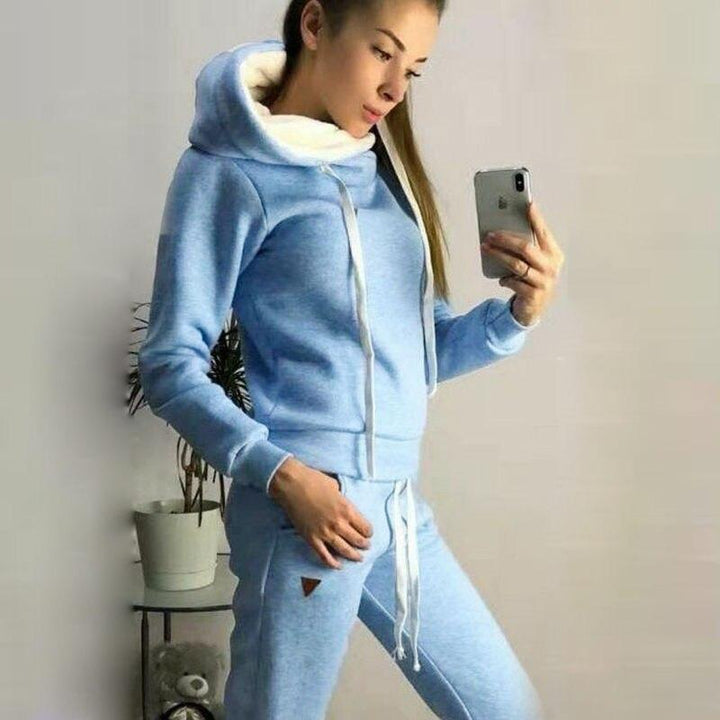 Cosy Brushed-Fleece Athletic Jogging Set for Women