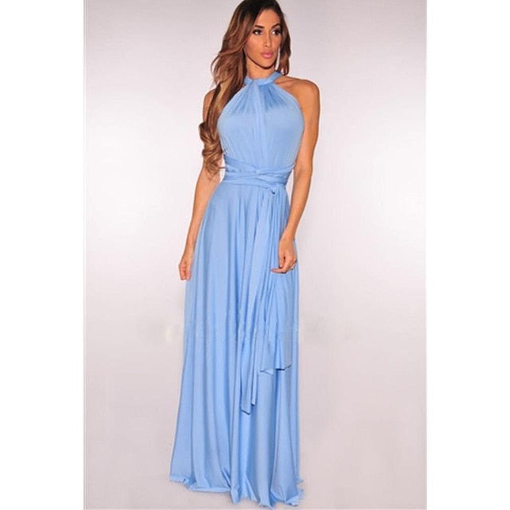 Multiway Wrap Convertible Boho Maxi Club Red Dress for Women - gallery