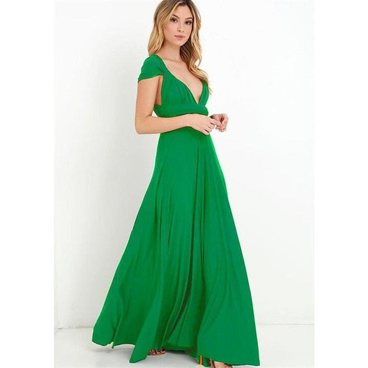 Multiway Wrap Convertible Boho Maxi Club Red Dress for Women - Army Green