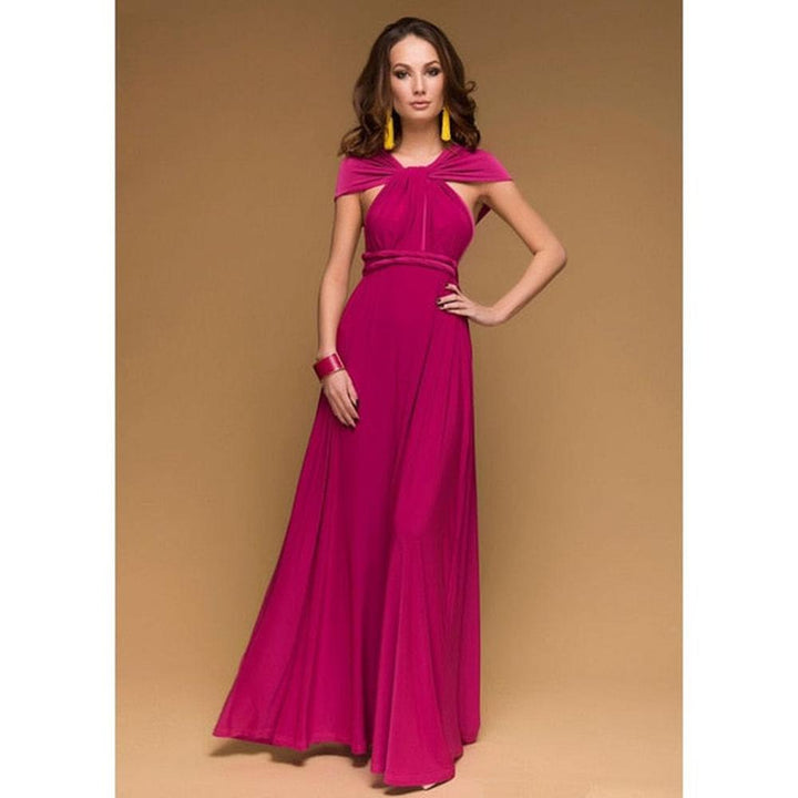 Multiway Wrap Convertible Boho Maxi Club Red Dress for Women - White
