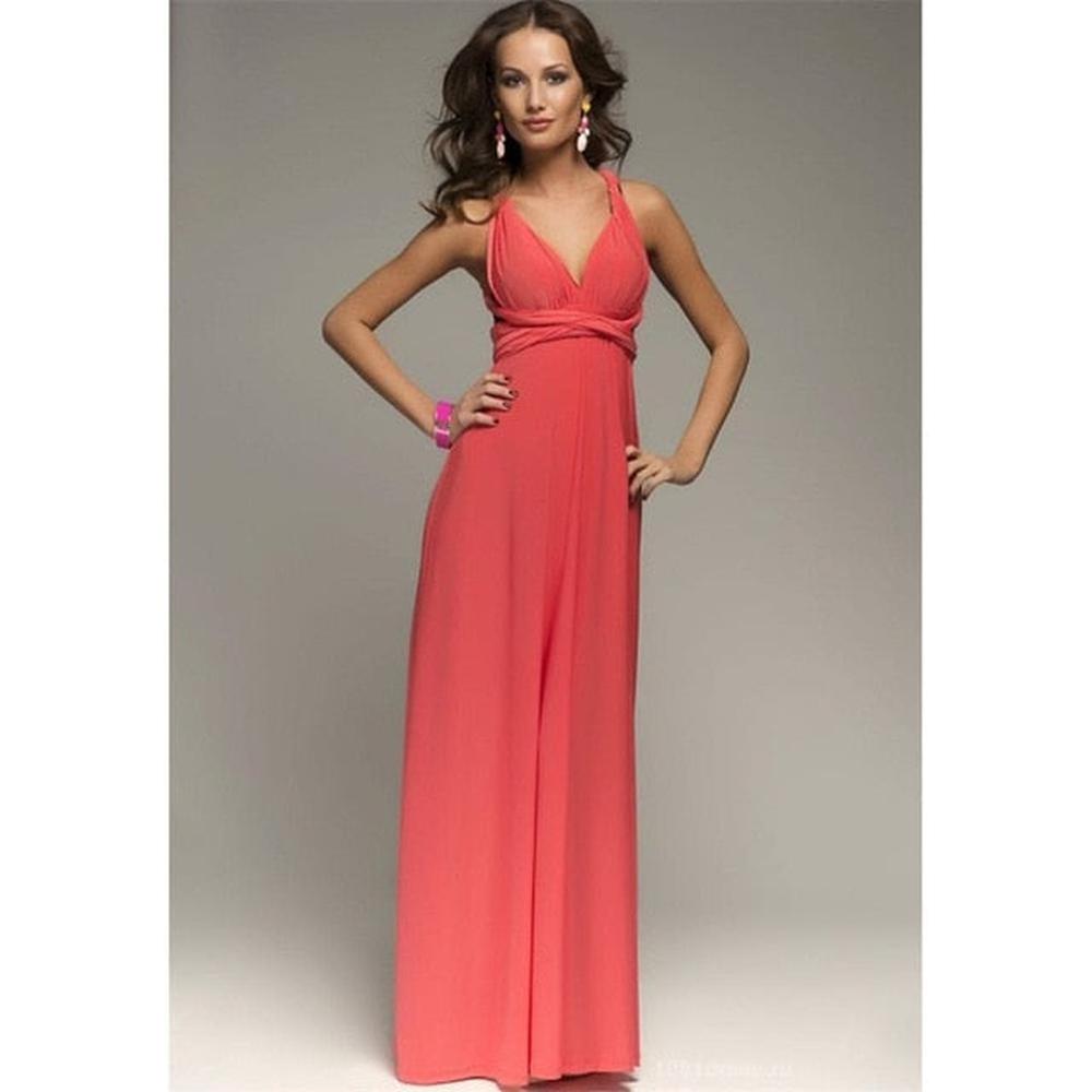Multiway Wrap Convertible Boho Maxi Club Red Dress for Women - gallery