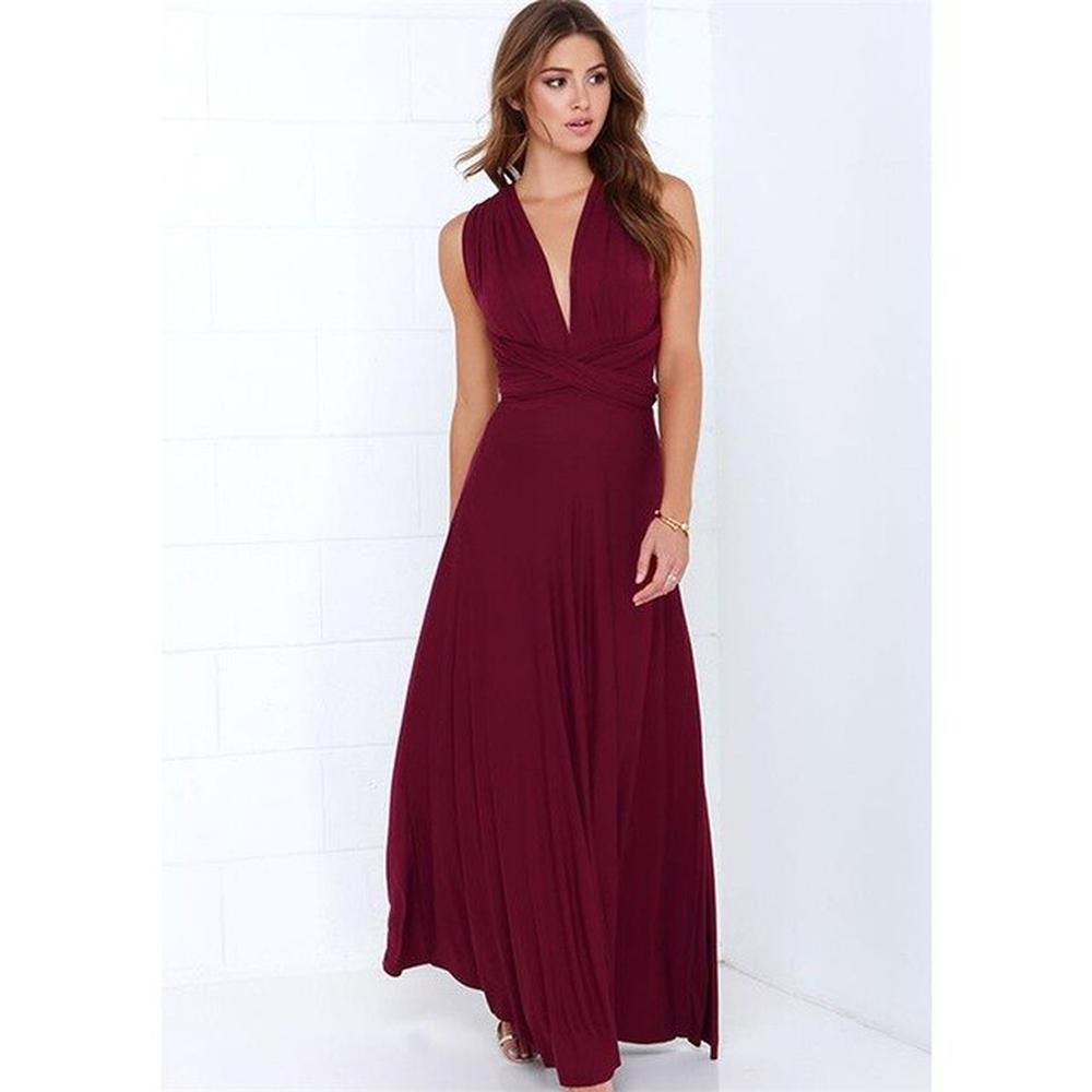 Multiway Wrap Convertible Boho Maxi Club Red Dress for Women - gallery