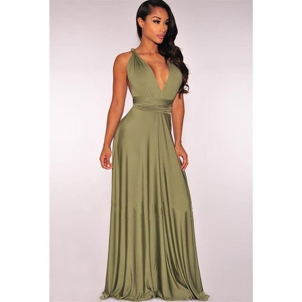 Multiway Wrap Convertible Boho Maxi Club Red Dress for Women - gallery