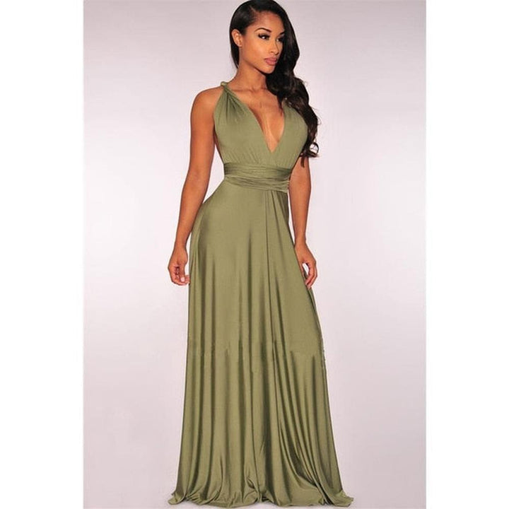 Multiway Wrap Convertible Boho Maxi Club Red Dress for Women - gallery