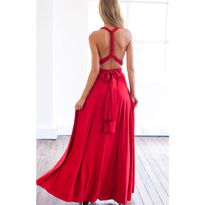 Multiway Wrap Convertible Boho Maxi Club Red Dress for Women - gallery